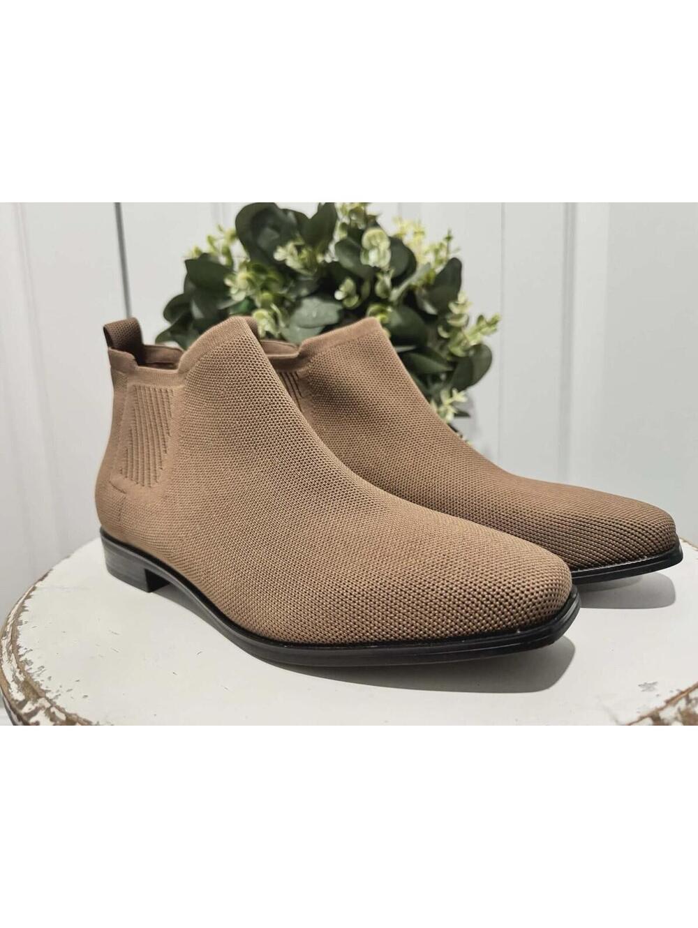 VIVAIA Chelsea Boots Brown Fabric Pull Tab Elastic Gusset Women’sSize 8.5 US